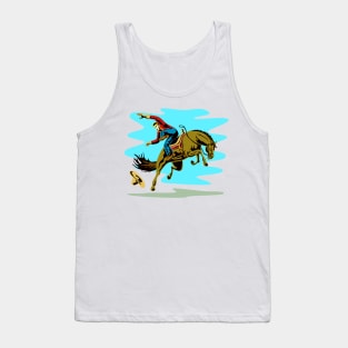 Cowboy Falling Off  Horse Retro Tank Top